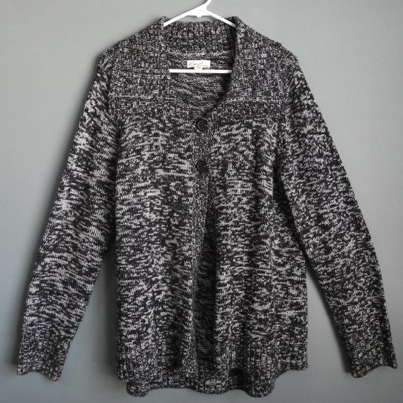 Kim Roger's Black Cable Knit Sweater 2 Button Front Closure. Women's Size L - Picture 8 of 11